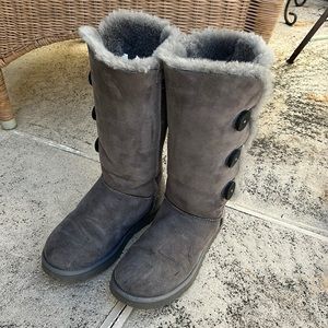 Authentic UGG Tall Grey Button Side Boots